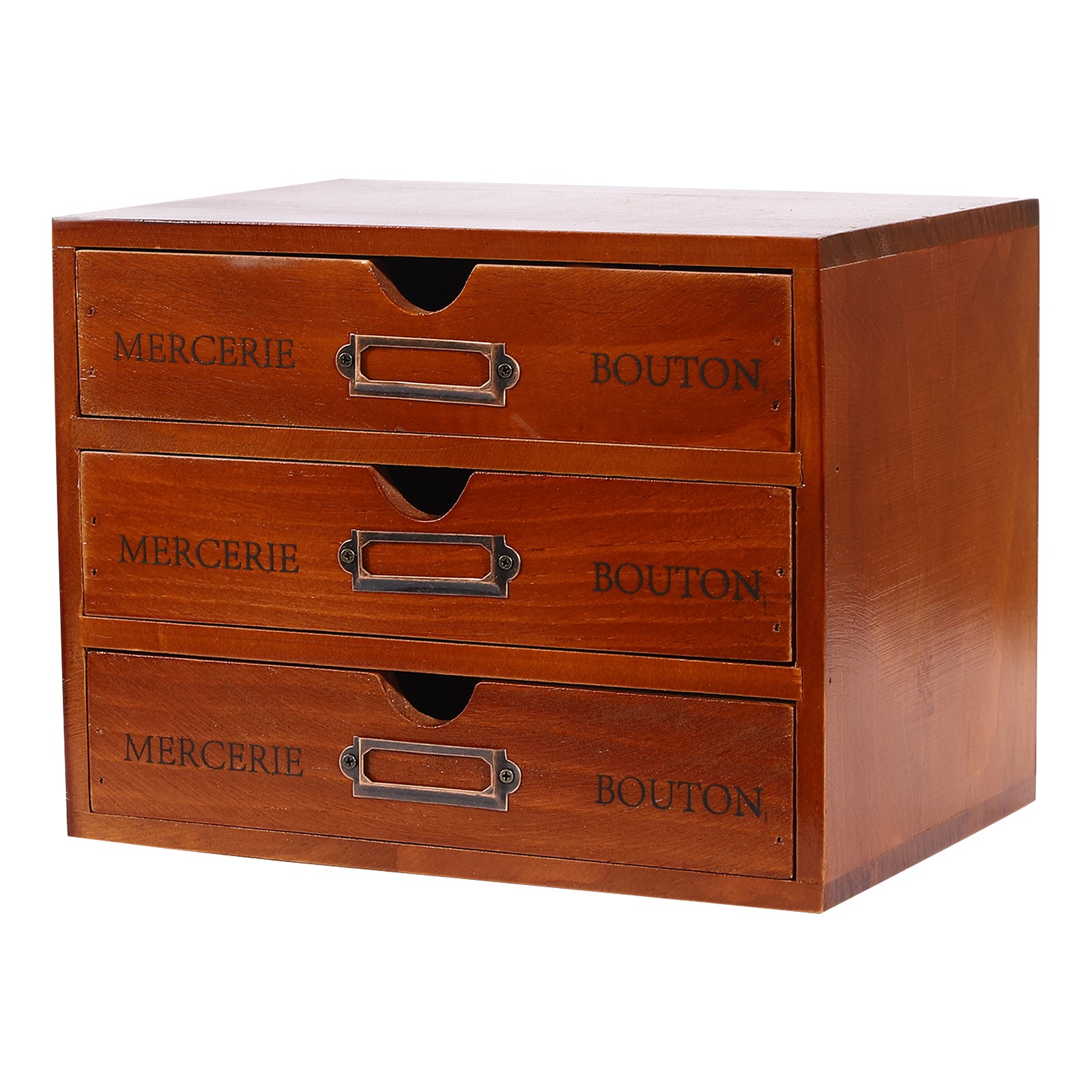 5 PCS Wooden Desktop Organizers Retro Rectangular Storage Drawers For Tabletop