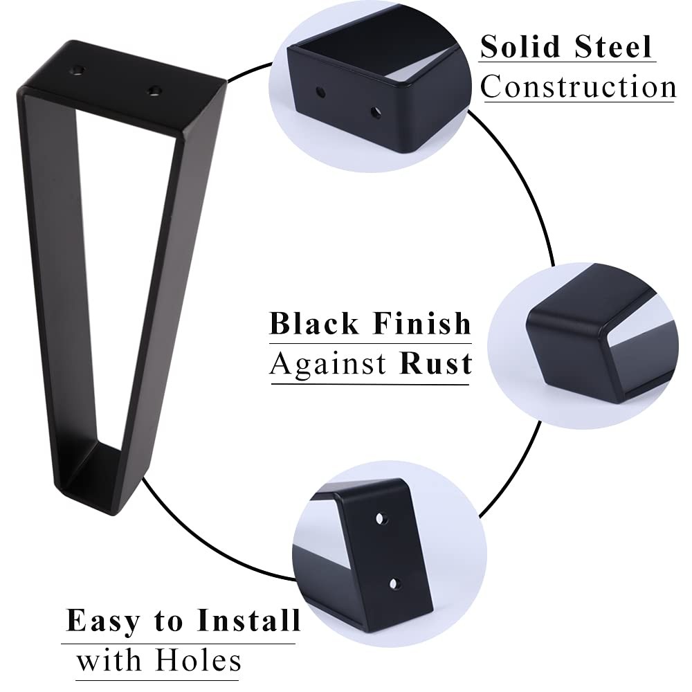 12 Inch Trapezoid Furniture Legs 4pcs Solid Steel Furniture Hairpin Leg for S...