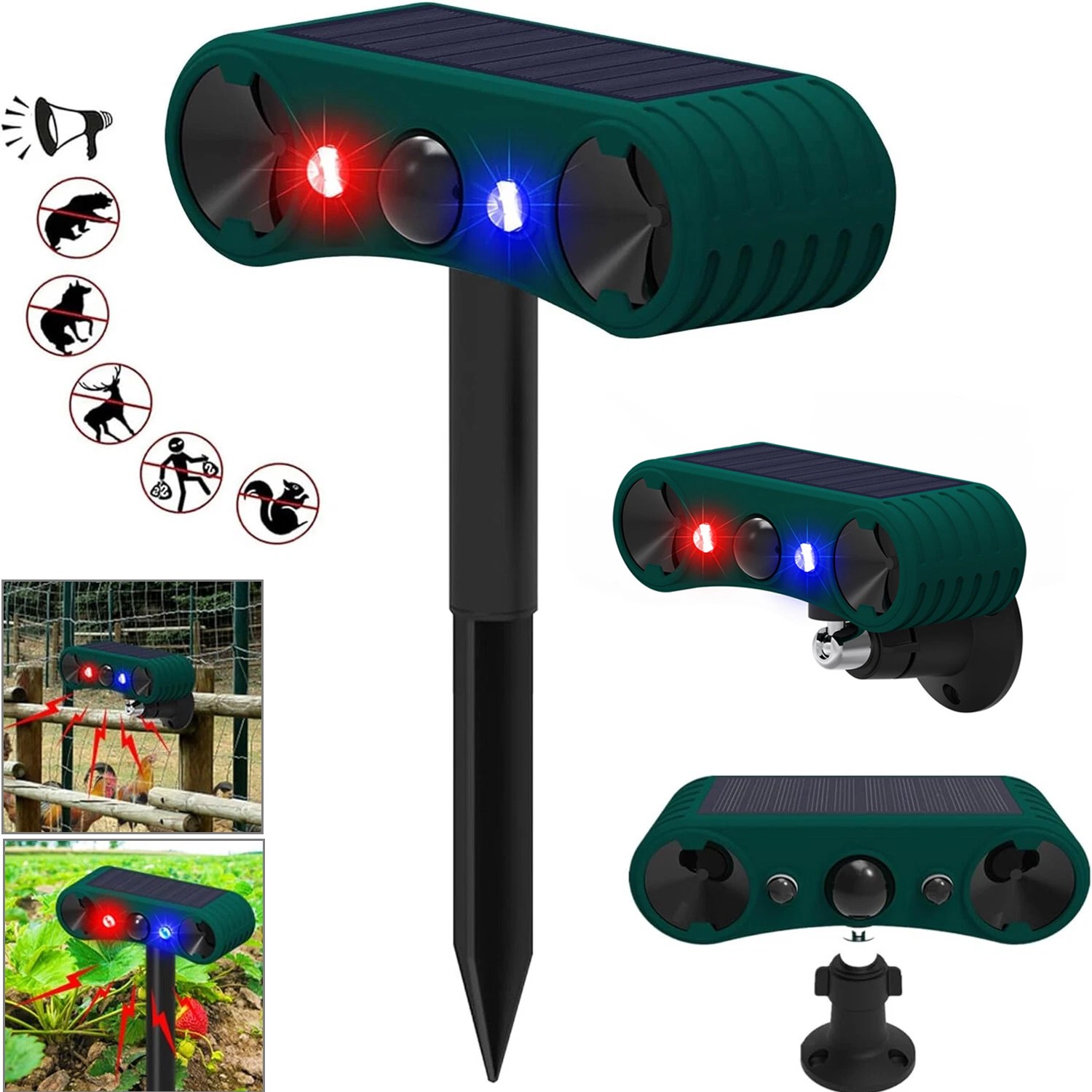 Solar Outdoor Wireless Motion Sensor Alarm 2*130db Loud Noise Maker