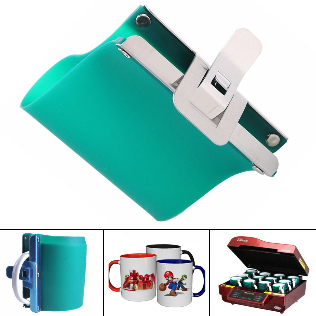 12 x 15OZ 3D Sublimation Silicone Mugs Wrap, 15OZ Cup Clamp Fixture for Printing