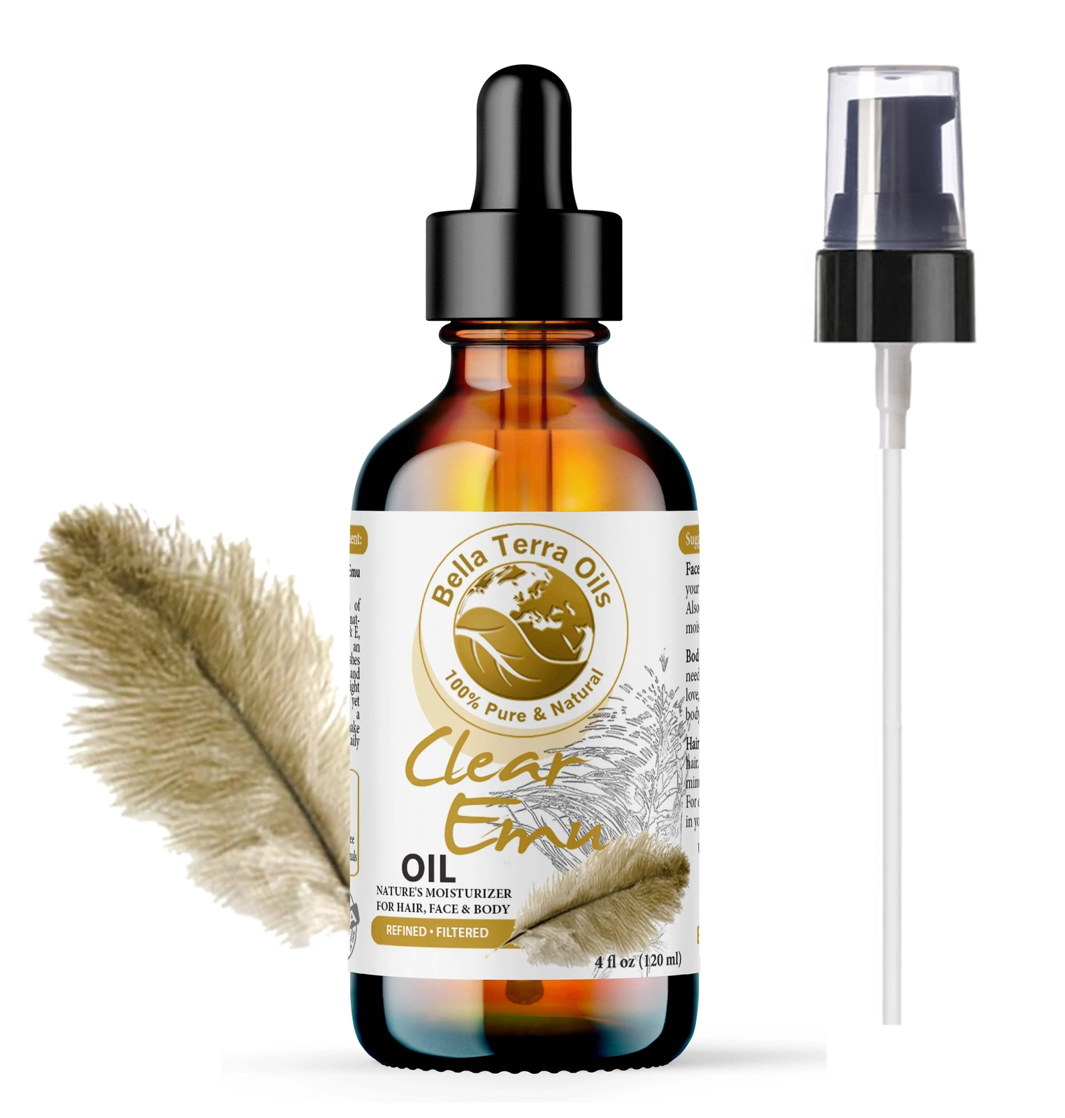 Clear Emu Oil - 4oz | Ultra-Refined Oil for Skincare, Haircare & DIY