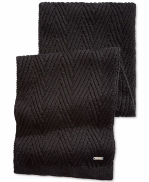 $125 Ryan Seacrest Unisex Men Black Herringbone Knit Casual Winter Scarf Shawl