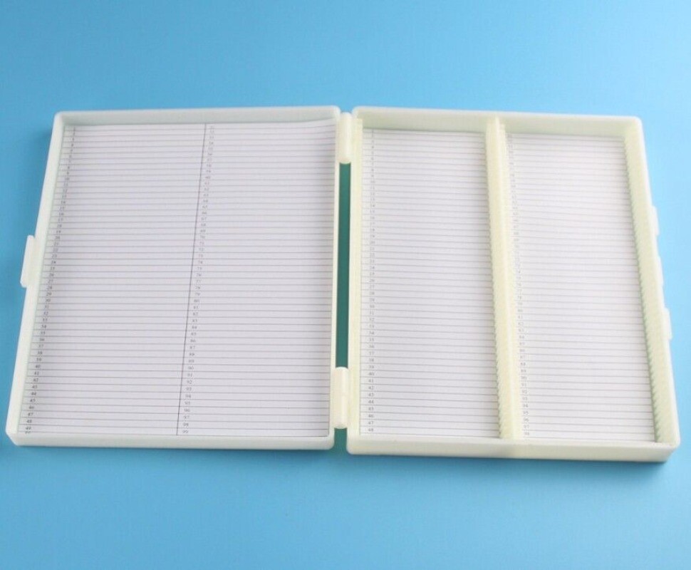 1pc Plastic Microscope Slides Storage Box 100pcs Pathological Slides Holder Case