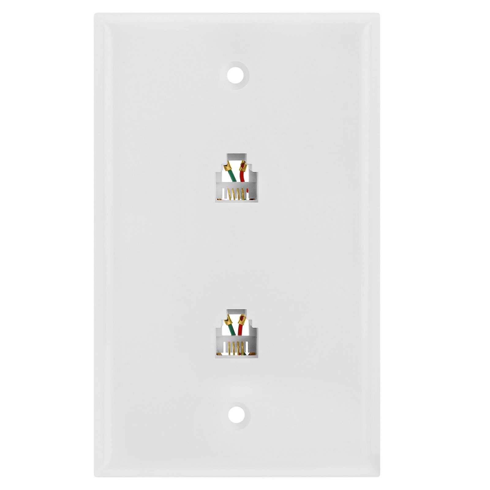 Dual RJ11 Connector Phone Wall Plate 6P4C Jack Telephone Line Wallplate White
