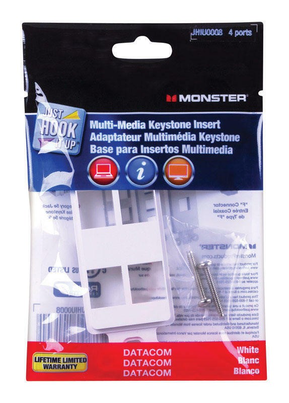 Monster Just Hook It Up White 4 gang Plastic Keystone Wall Plate