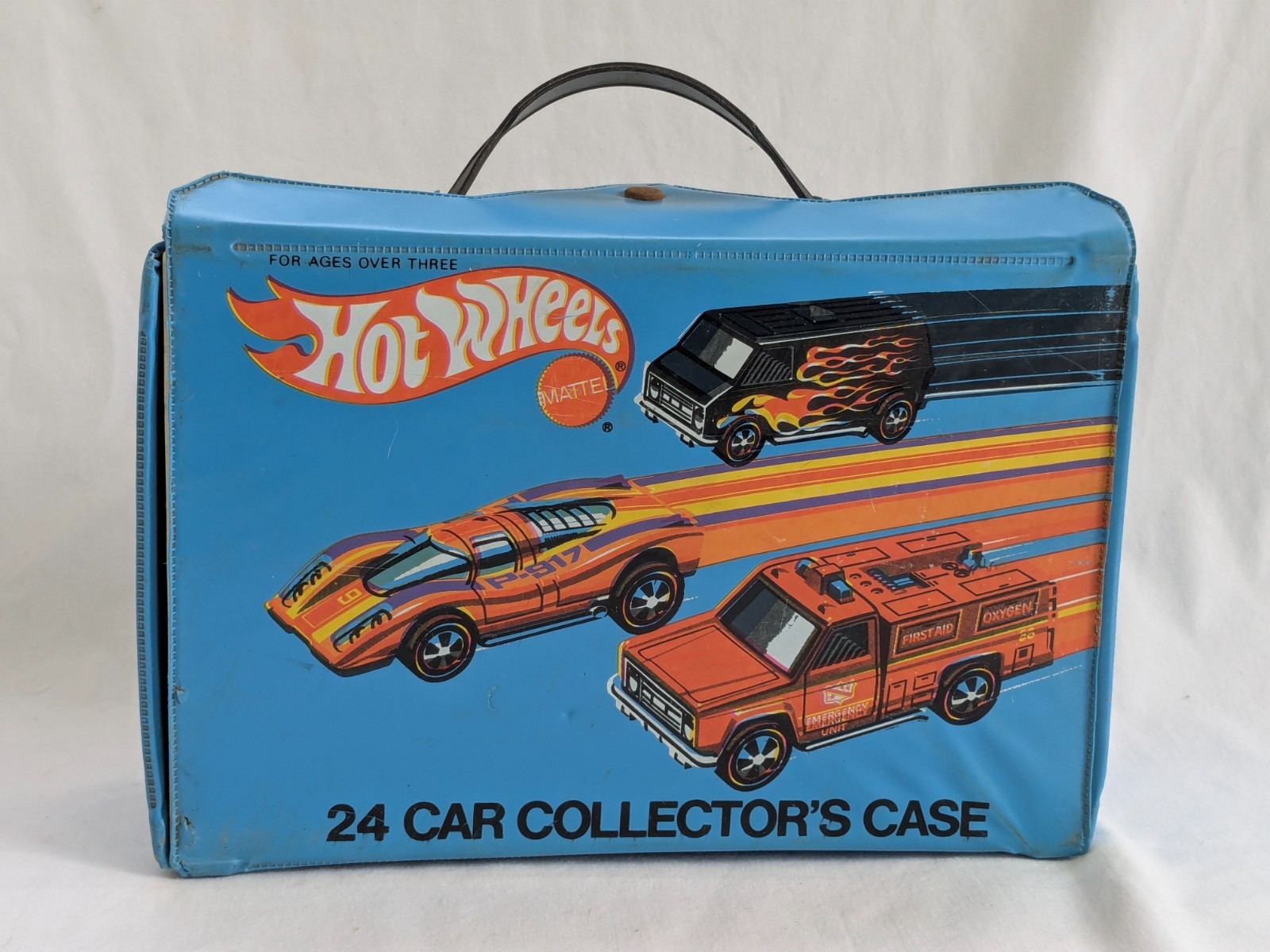 Vintage 1975 Hot Wheels Redline 24 Collector's Case Diecast Blue 8227 with cars