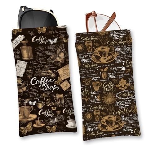Eyeglasses Sunglasses Case PU Soft Squeeze Top Glasses Pouch for Brown-coffee