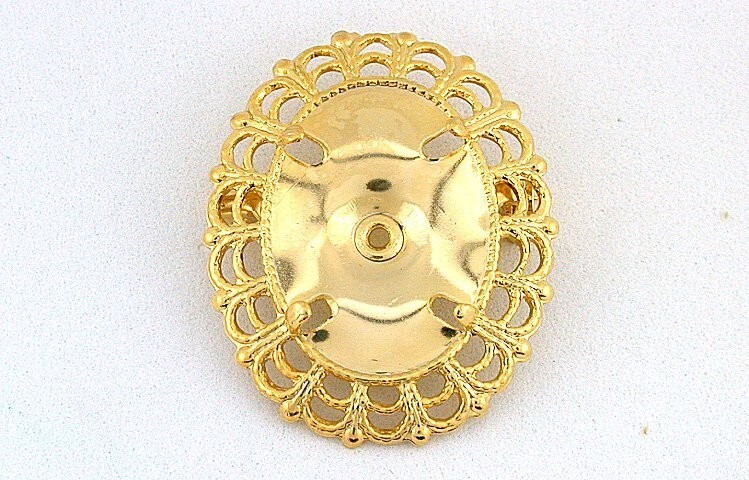 25x18 25MM x 18MM FAUX PRONG GLUE IN CAB GOLDPLATED PIN BROOCH MOUNTING CF268