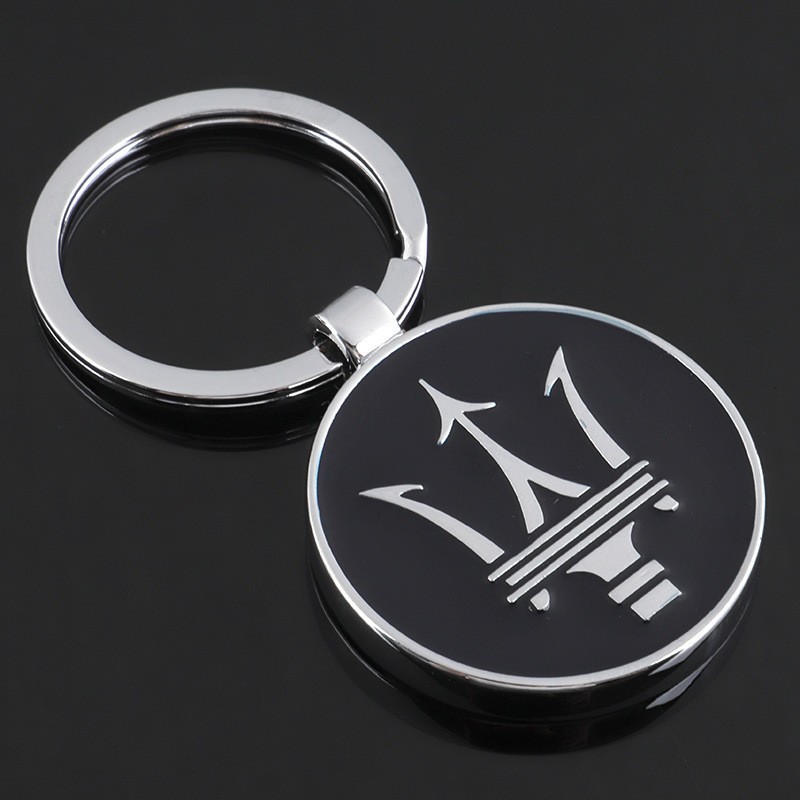 Maserati Double-Sided Metal Car Logo Style Keychain KeyRing Auto Emblem Pendant
