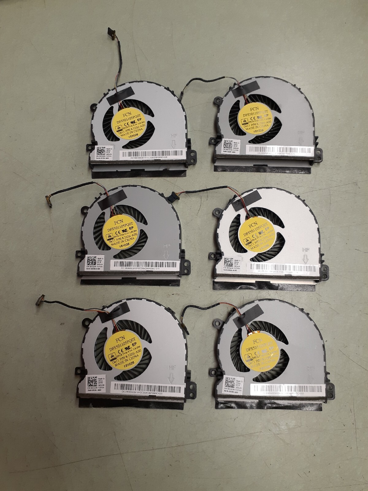 (6) FCN DFS501105PQ0T CPU Cooling Fan K32JH-A00 K32JH 0K32JH