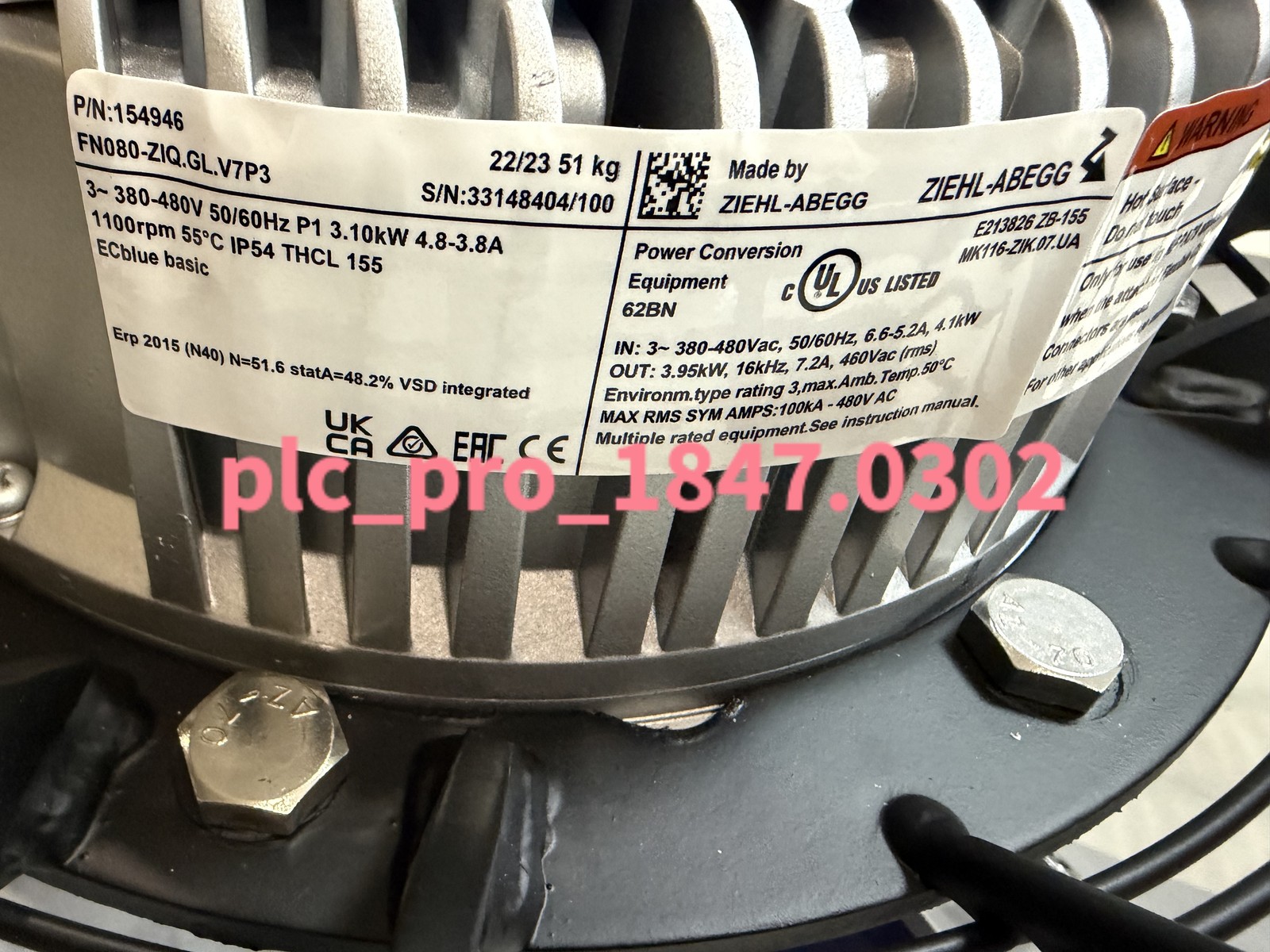 1PCS Brand New ZIEHL-ABEGG FN080-ZIQ.GL.V7P3 Axial fan  FN080-ZIQ.GL.V7P3
