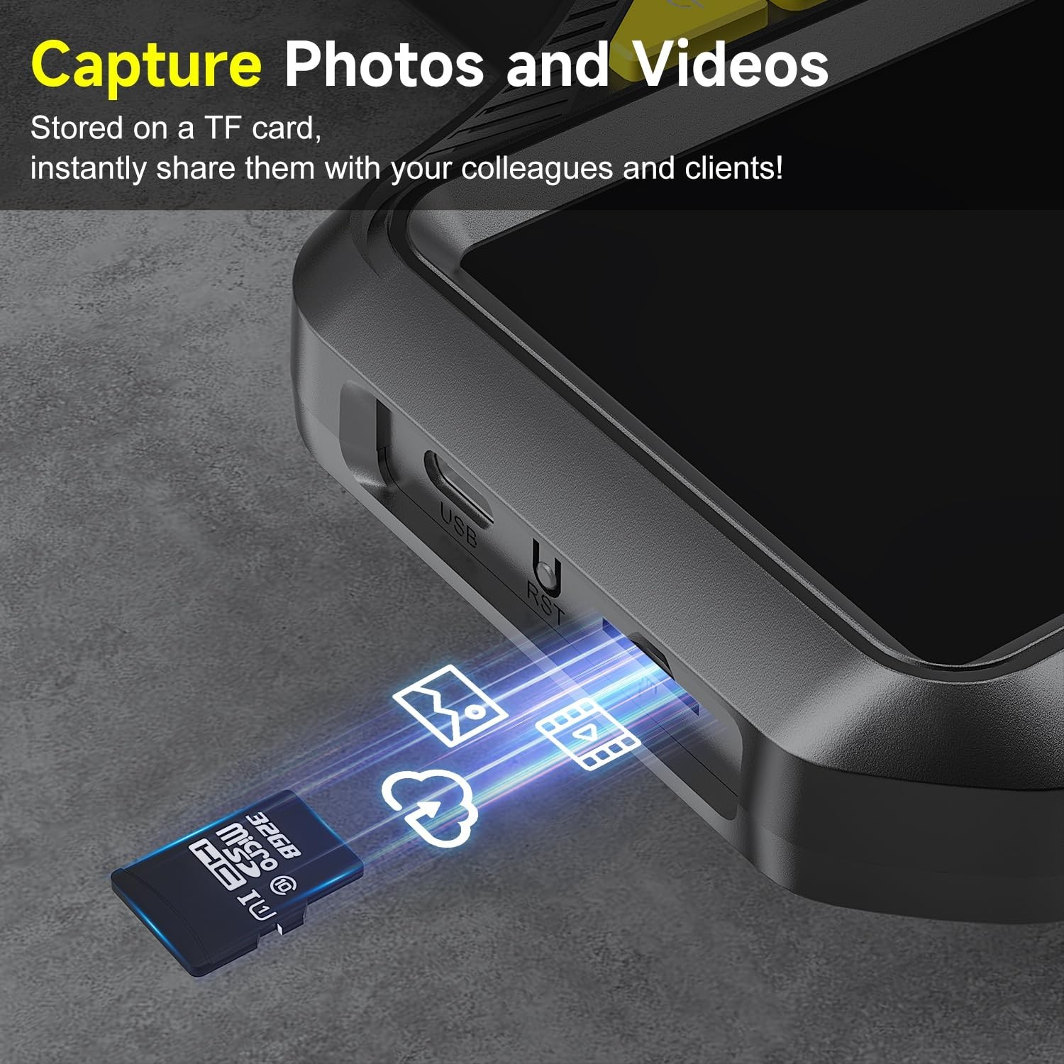 Dual Lens Endoscope Camera with Light, 5.0'' IPS Screen Inspection Camera, 10...