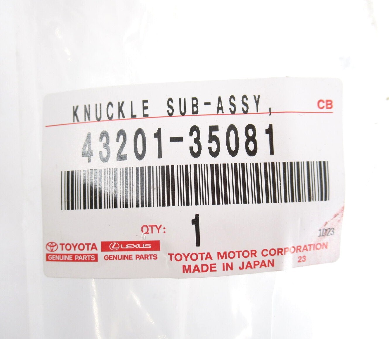 Genuine OEM Toyota 43201-35081 Passenger RH Front Steering Knuckle
