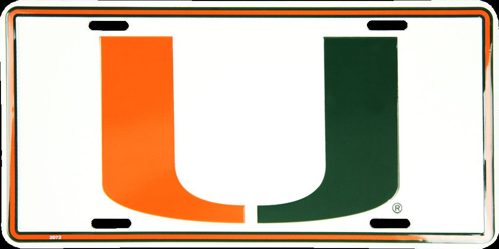 MIAMI HURRICANES CAR TRUCK TAG LICENSE PLATE HURRICANES METAL MAN CAVE SIGN