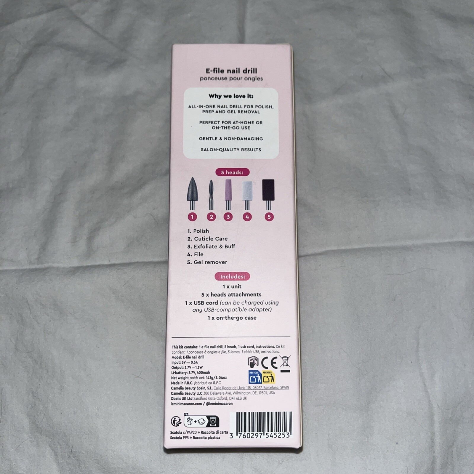 Le Mini Macaron Bundle - Includes E-file Nail Drill, Replacement Heads + Gel