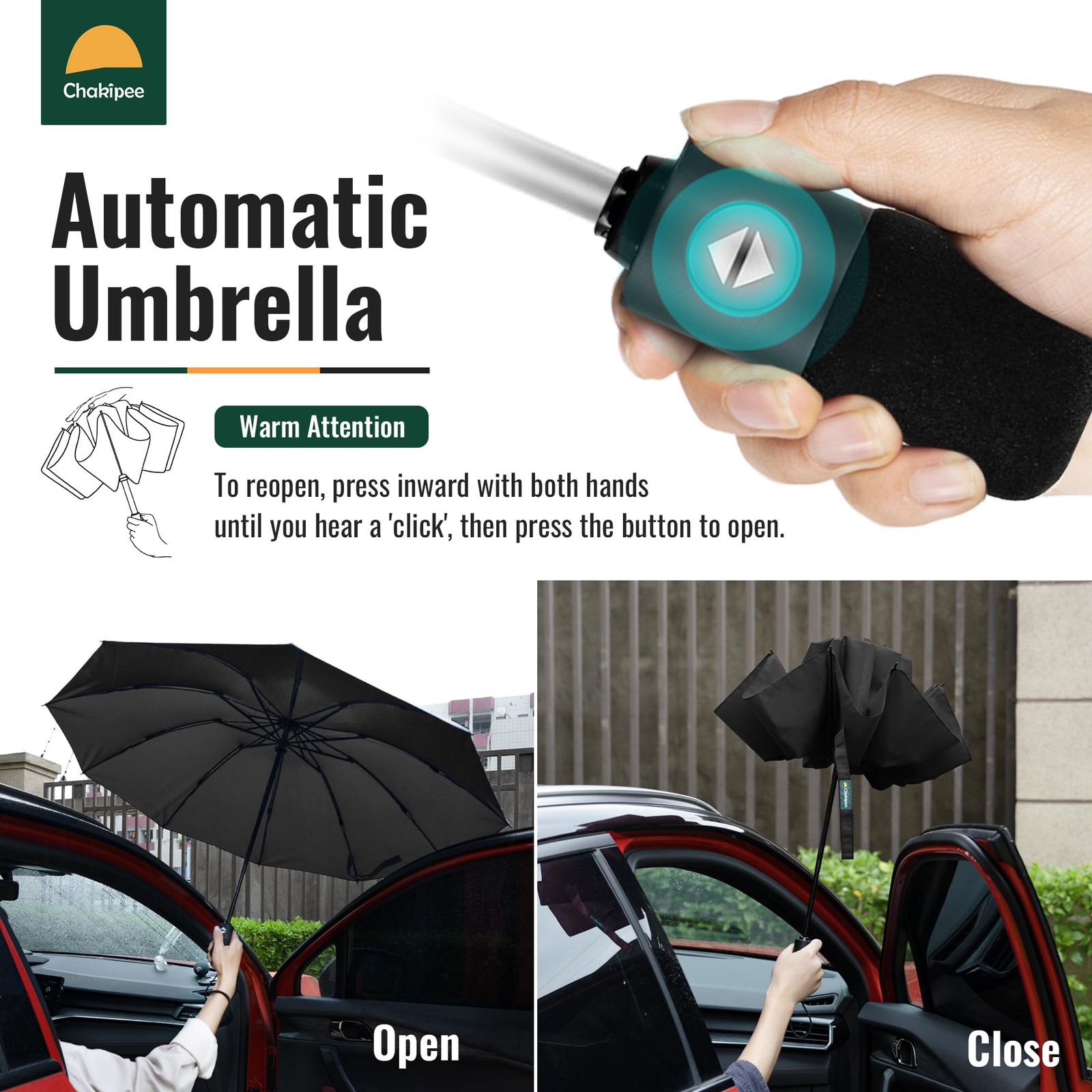 Compact Umbrella Windproof Automatic Inverted Folding Travel Rain Car Office Bla