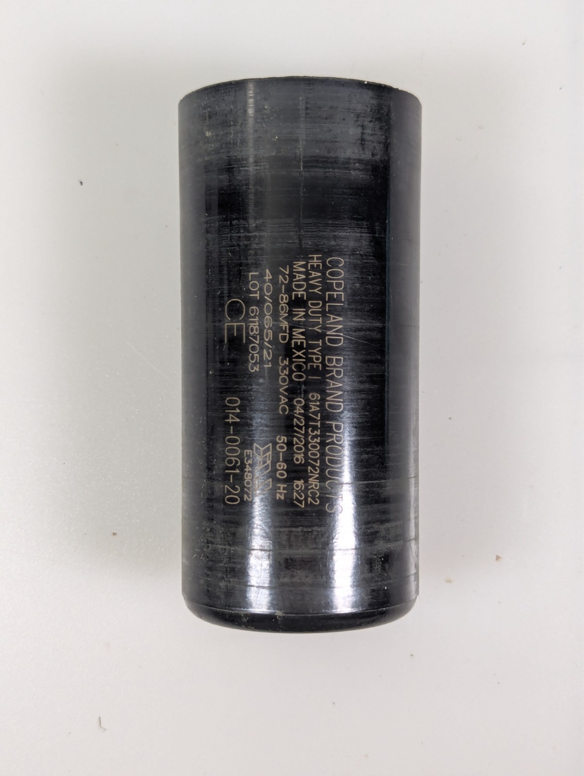 Copeland Start Capacitor |  330VAC 50-60 Hz 72-86MFD 014-0061-20