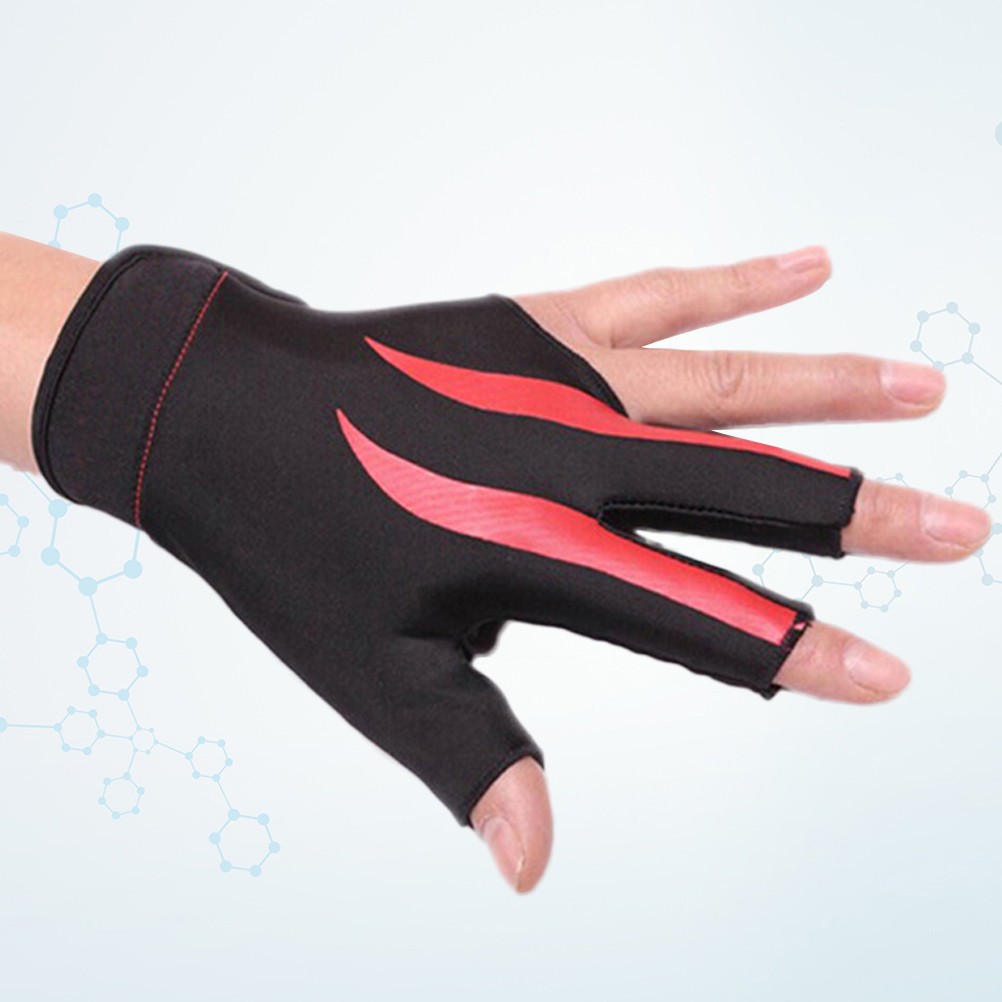 Snooker Pool Cue Shooter Glove Billiard 3 Finger Stretchable Nylon Left Hand Use