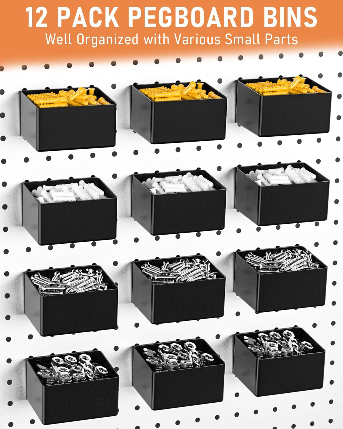 278PCS Pegboard Accessories Organizer Kit, Peg Board Hooks Assortment with Bins