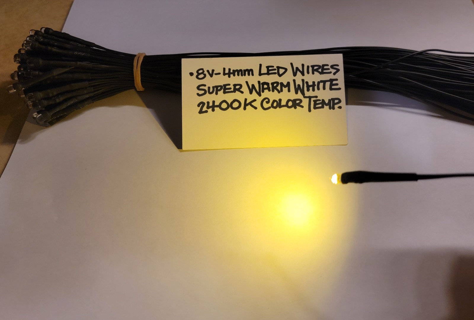 (1) 8V-4MM SUPER WARM WHITE LED WIRE LAMPS- Pioneer SX / Model Receivers
