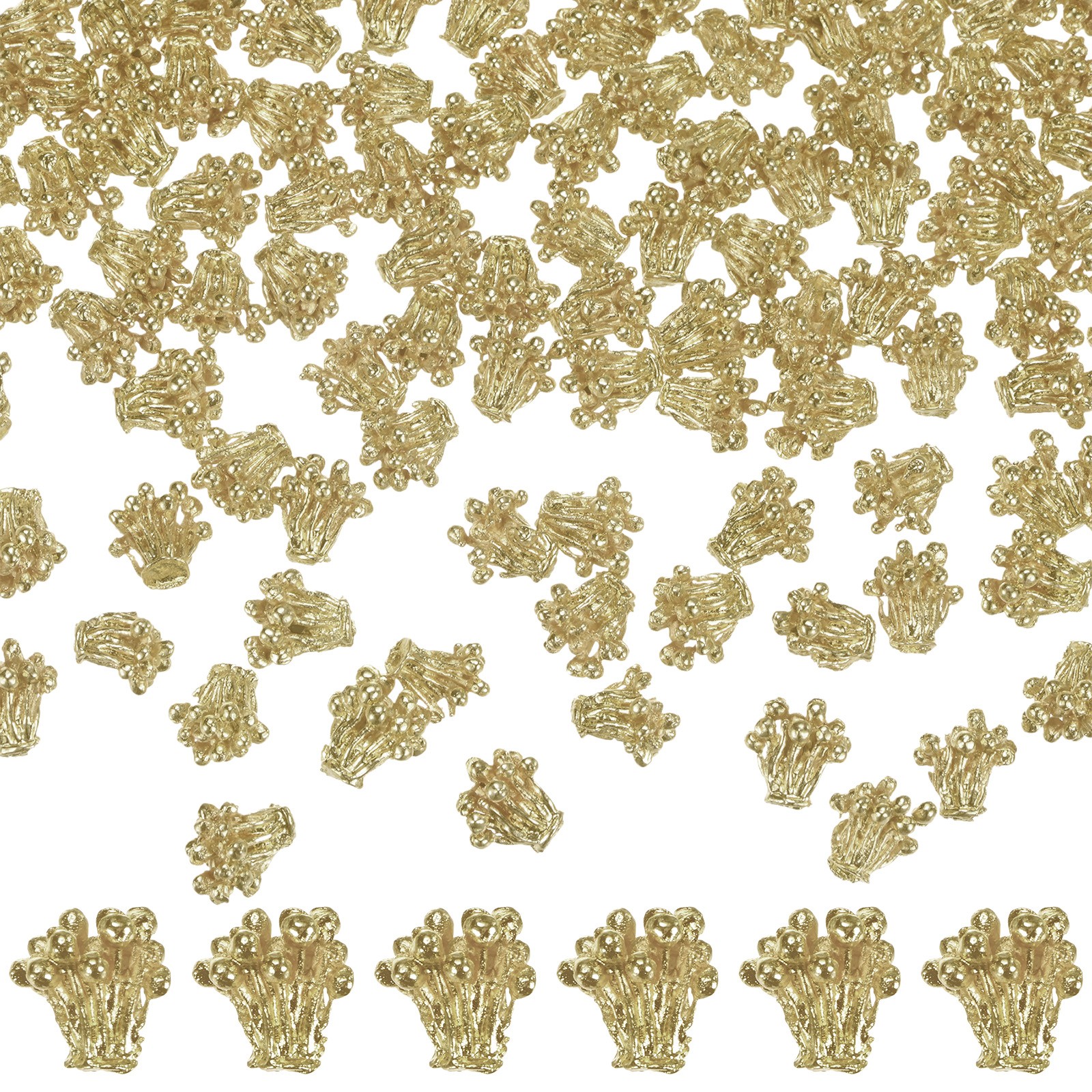 50-Pack 6.5mm x 6.8mm ( W x H ) Flower Stamen Alloy for Crafts [Light Gold]