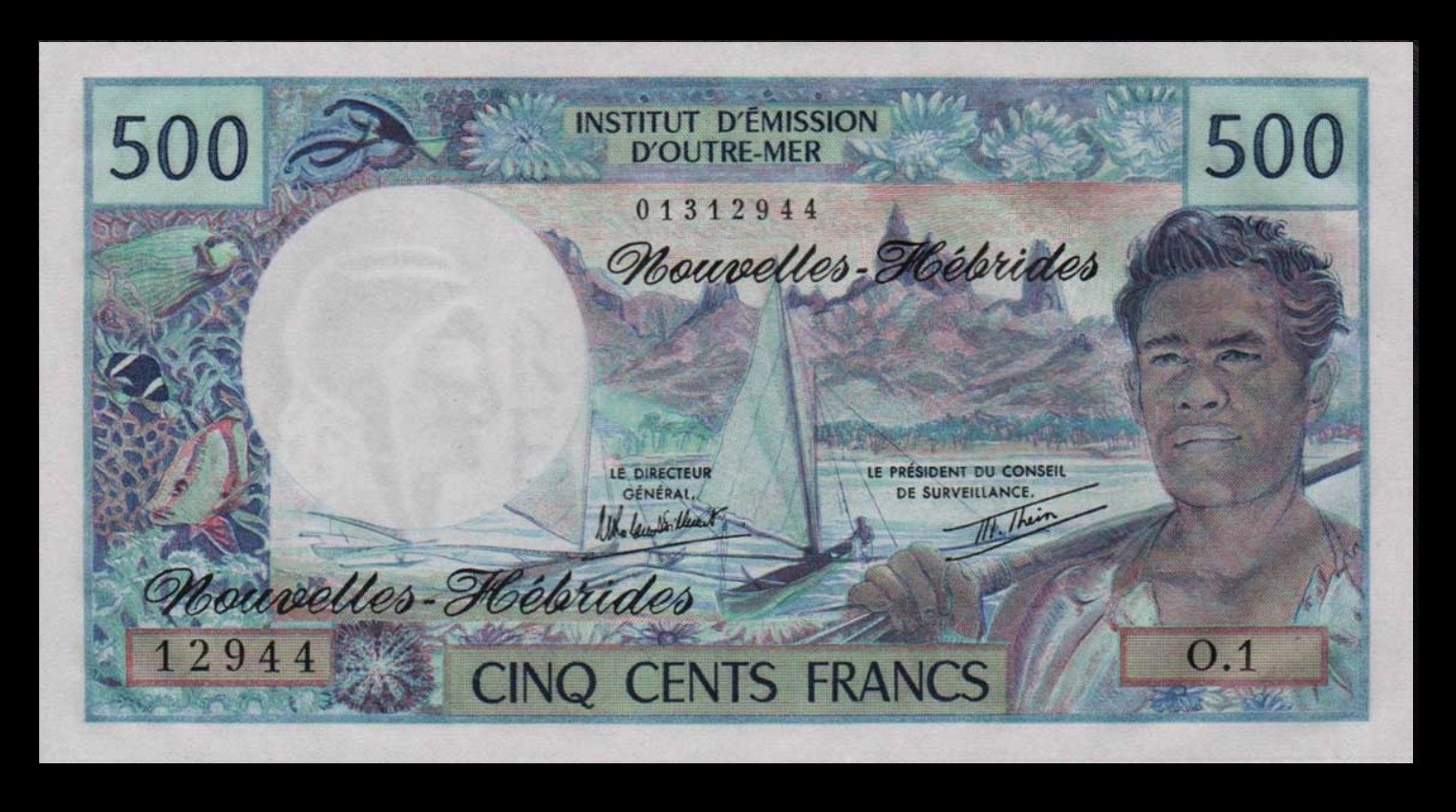 New Hebrides (Vanuatu) 500 Francs ND(1980) P19c AU/UNC
