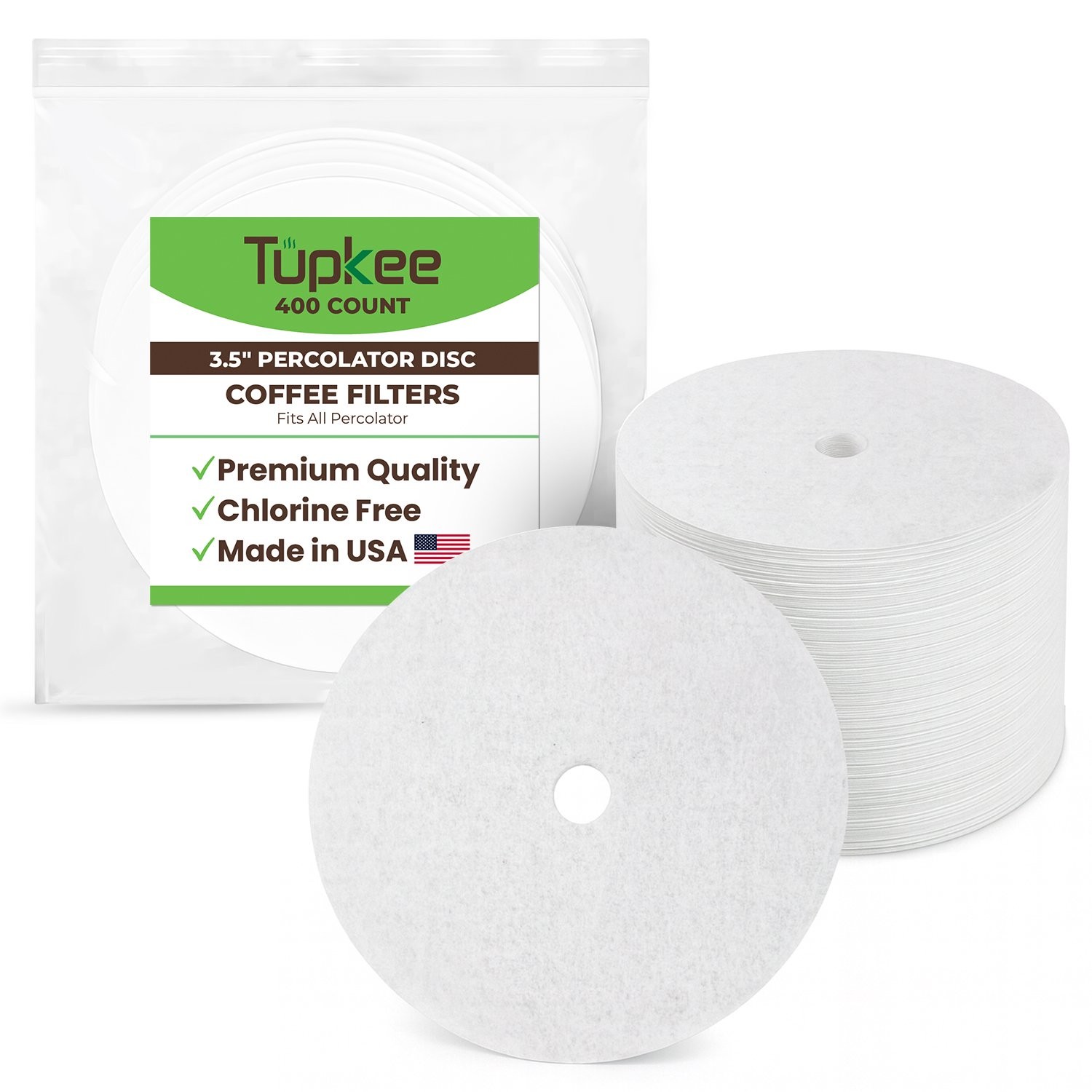 3.5" Percolator Coffee Filters – Flat Disc Round Coffee Filters - 400 Count