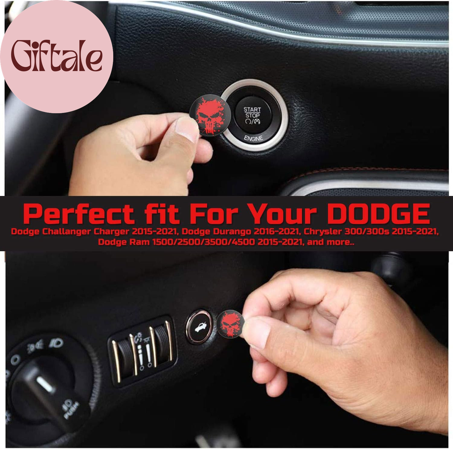 Push Start Button Cover for Dodge Challenger Charger Durango Accessories 2015-20