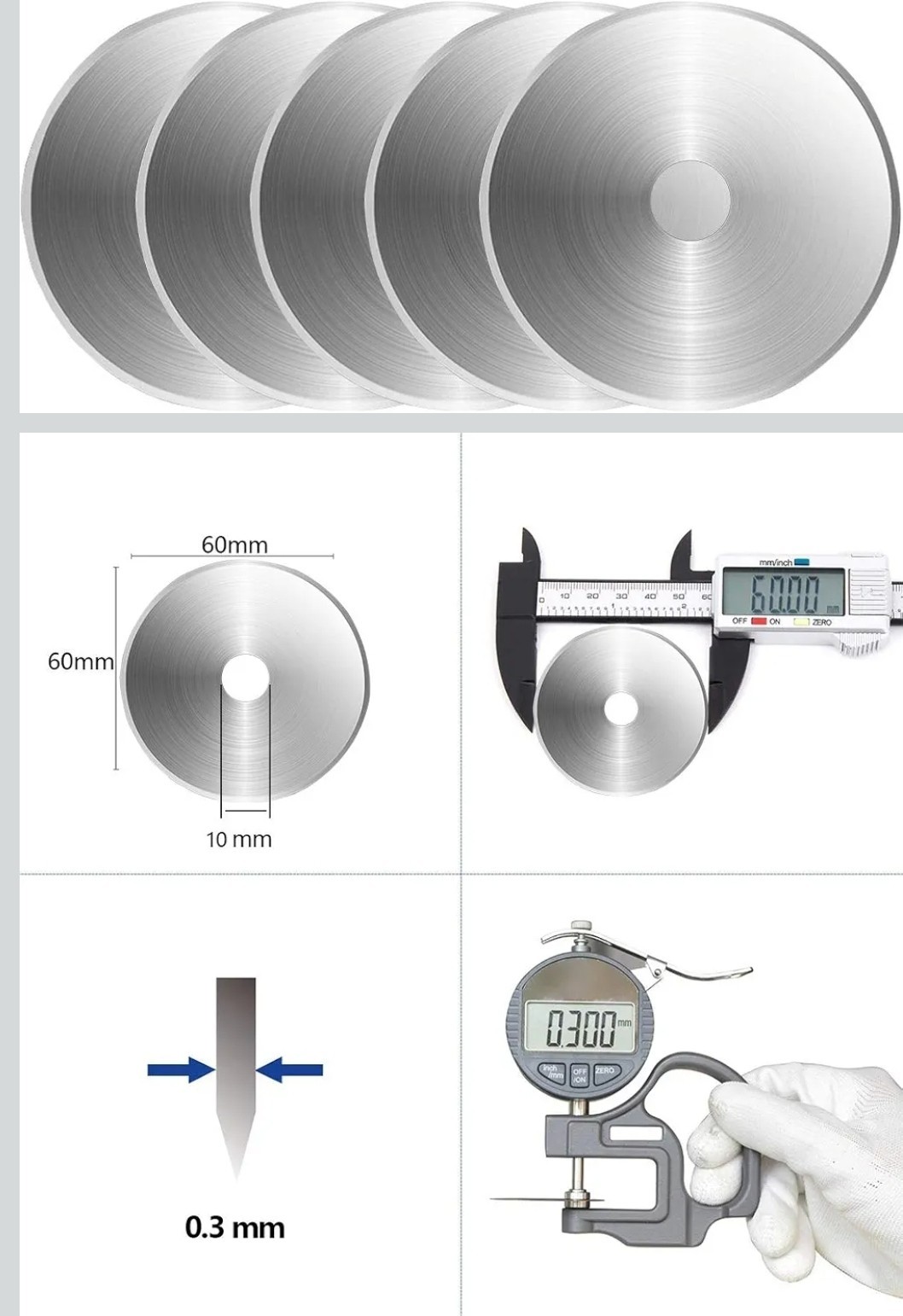 60Mm Rotary Cutter Blades,5-Pack Replacement Blades Fits Most Cutters