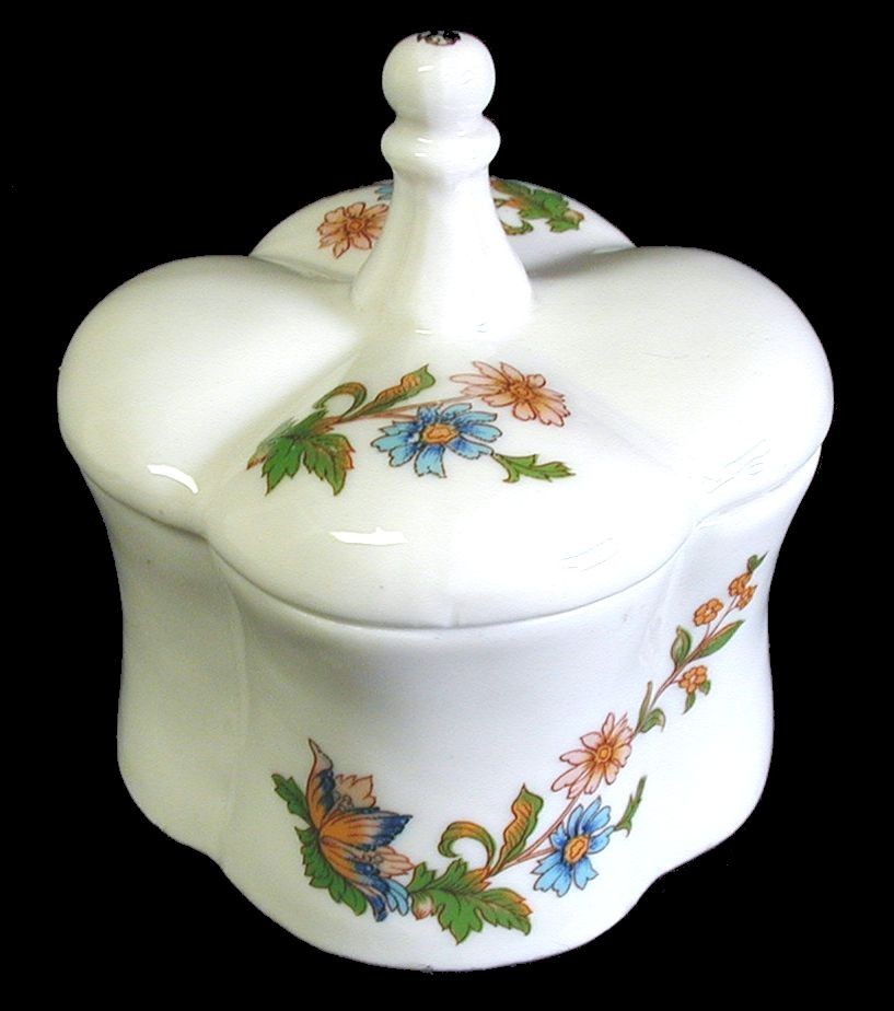 Trinket Box with Lid Bone China Pink & Blue Floral 3 x 3 x 2 inch