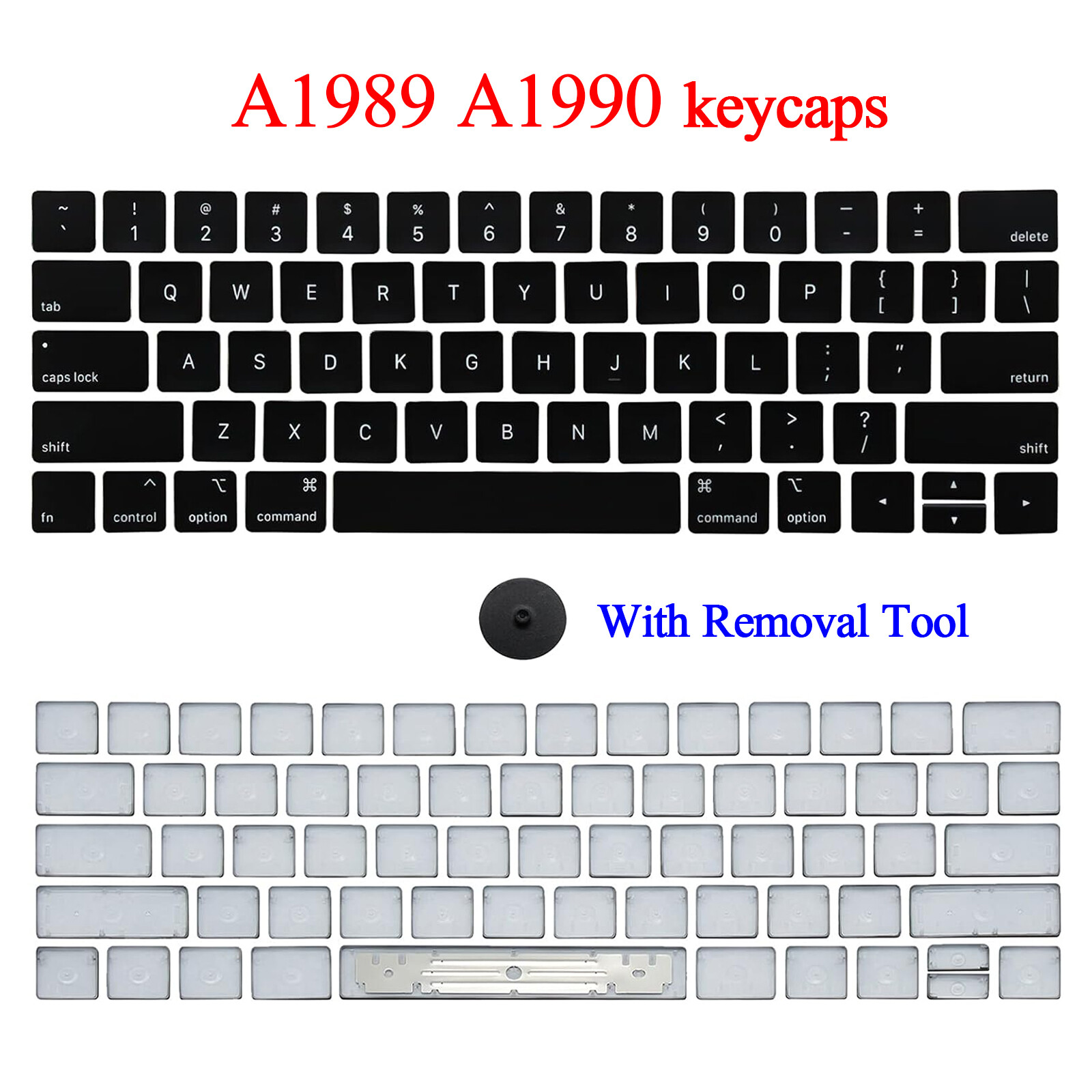 A1989 A1990 Keyboard Keycaps Keys Cap for Macbook Pro 13" 15" A1989 A1990 Black