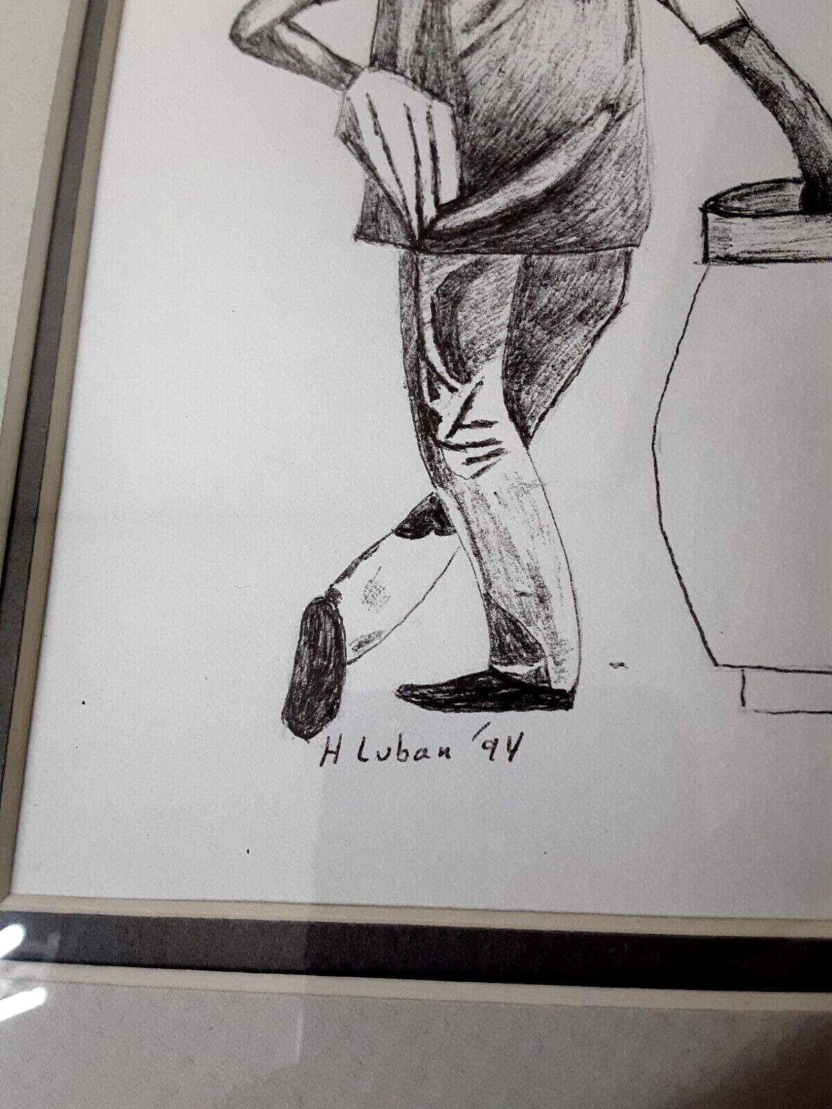 1994 H. Luban Golf Drawing in Frame Signed