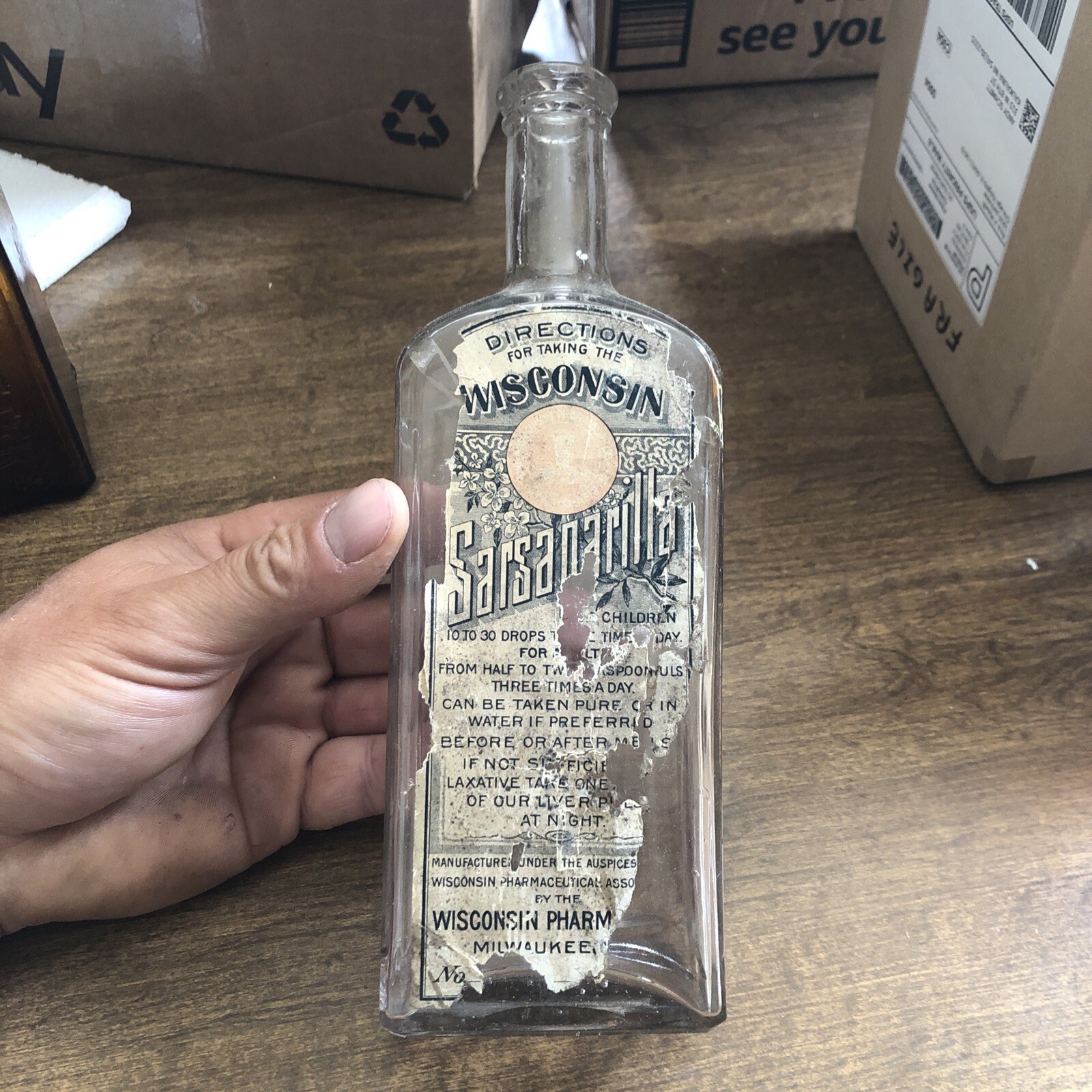 WISCONSIN SARSAPARILLA BOTTLE MILWAUKEE WI PHARMACY WIS