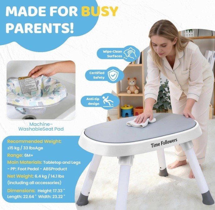 Time Followers® 6-in-1 Baby Activity Center 4 Stage Montessori-Inspired Toys G