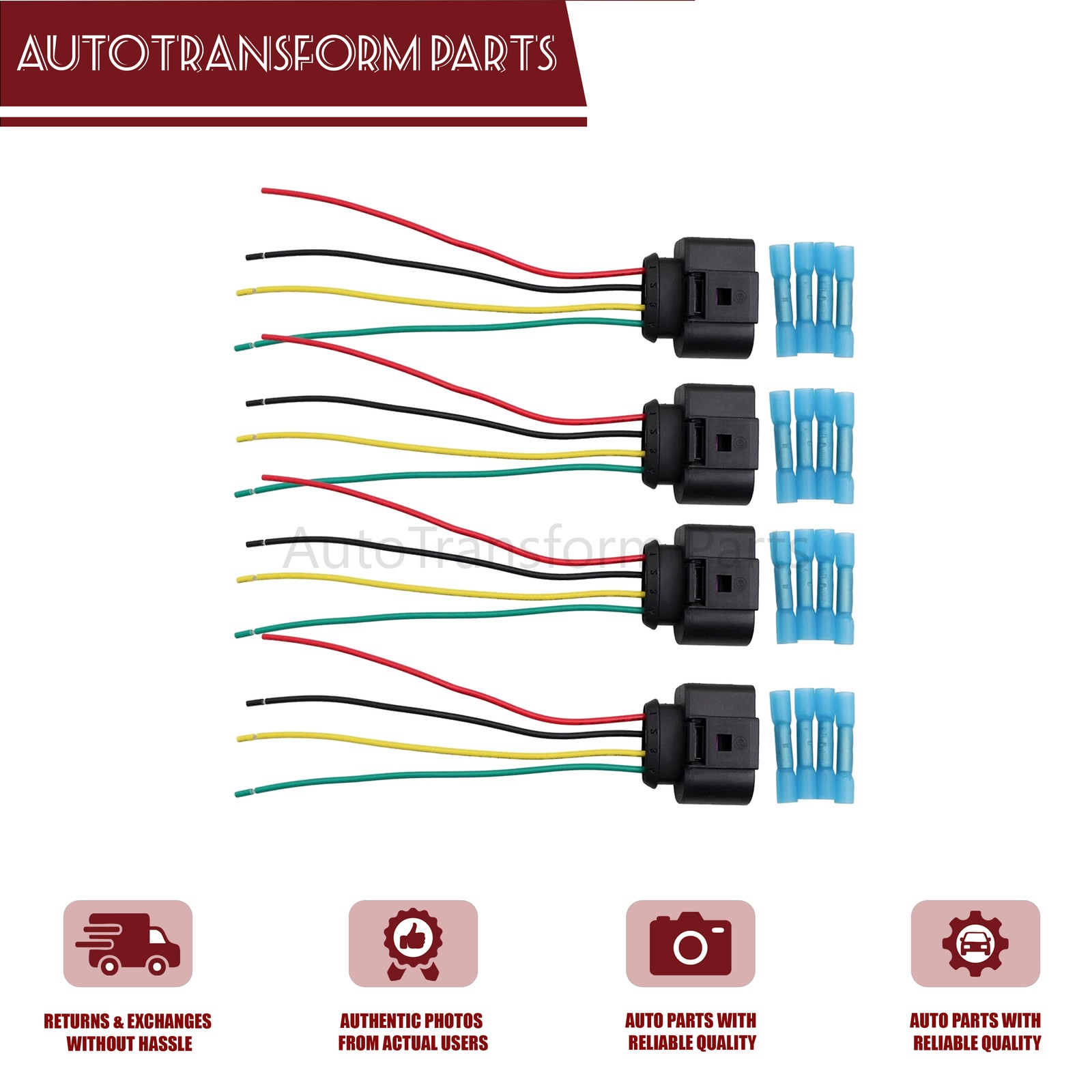4PCS Ignition Coil Connector Harness Plugs Wiring W/Terminals Fit Audi A4 VW