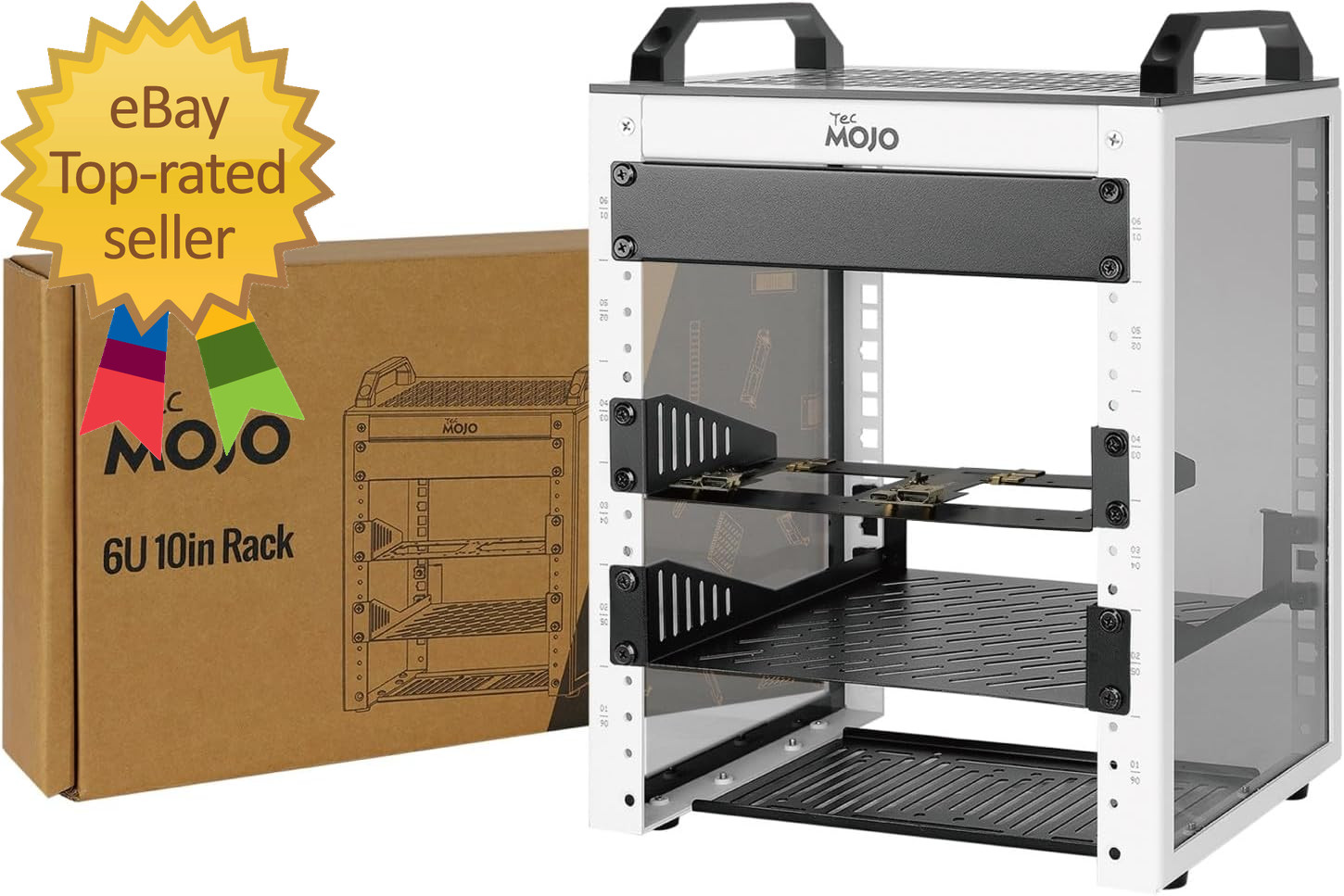 10 Inch Mini Server Rack with 2 Side Translucent Panels & 2 Top Handles 7.87 Inc