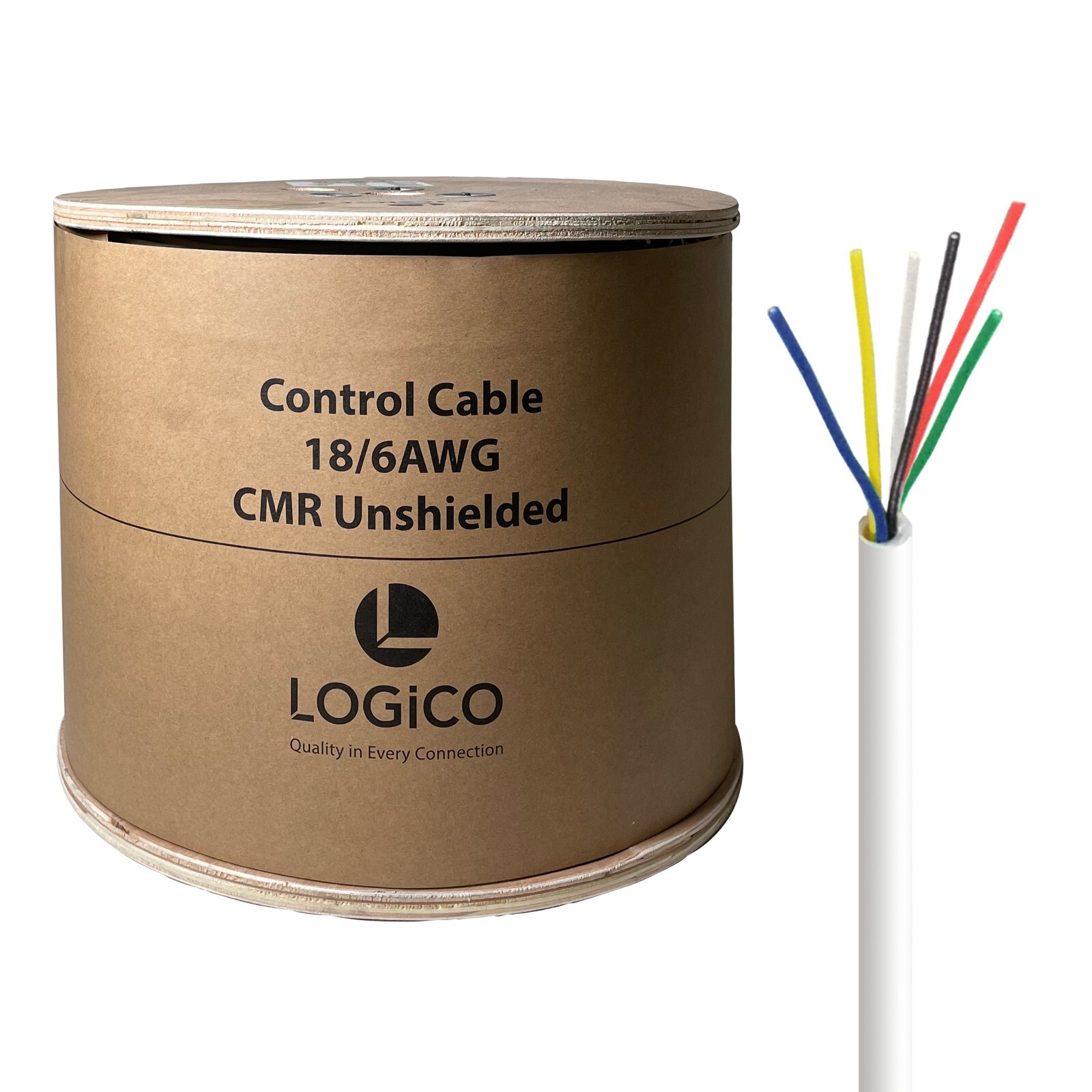1000ft 18/6 Bare Copper CMR CL3R Security Alarm Cable Unshielded Stranded White