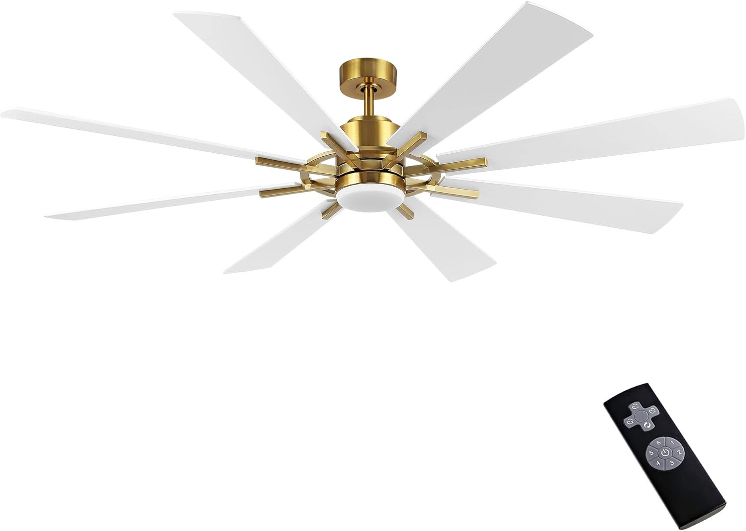 60" Gold & White DC Ceiling Fan with Lights & Remote, 6-Speed Motor