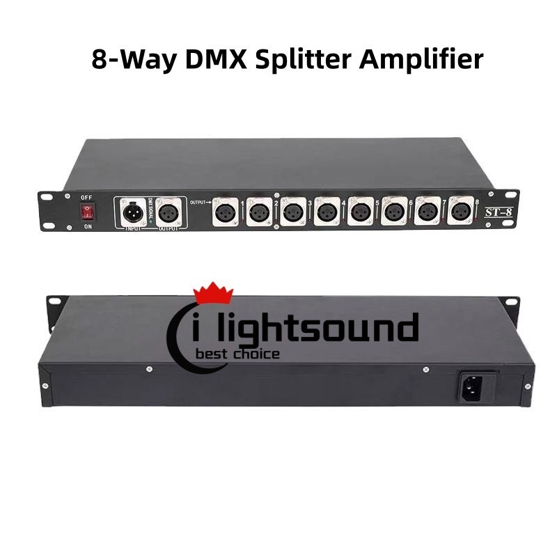 1x dmx512 signal splitter 8way distribution for stage lighting control free Ship