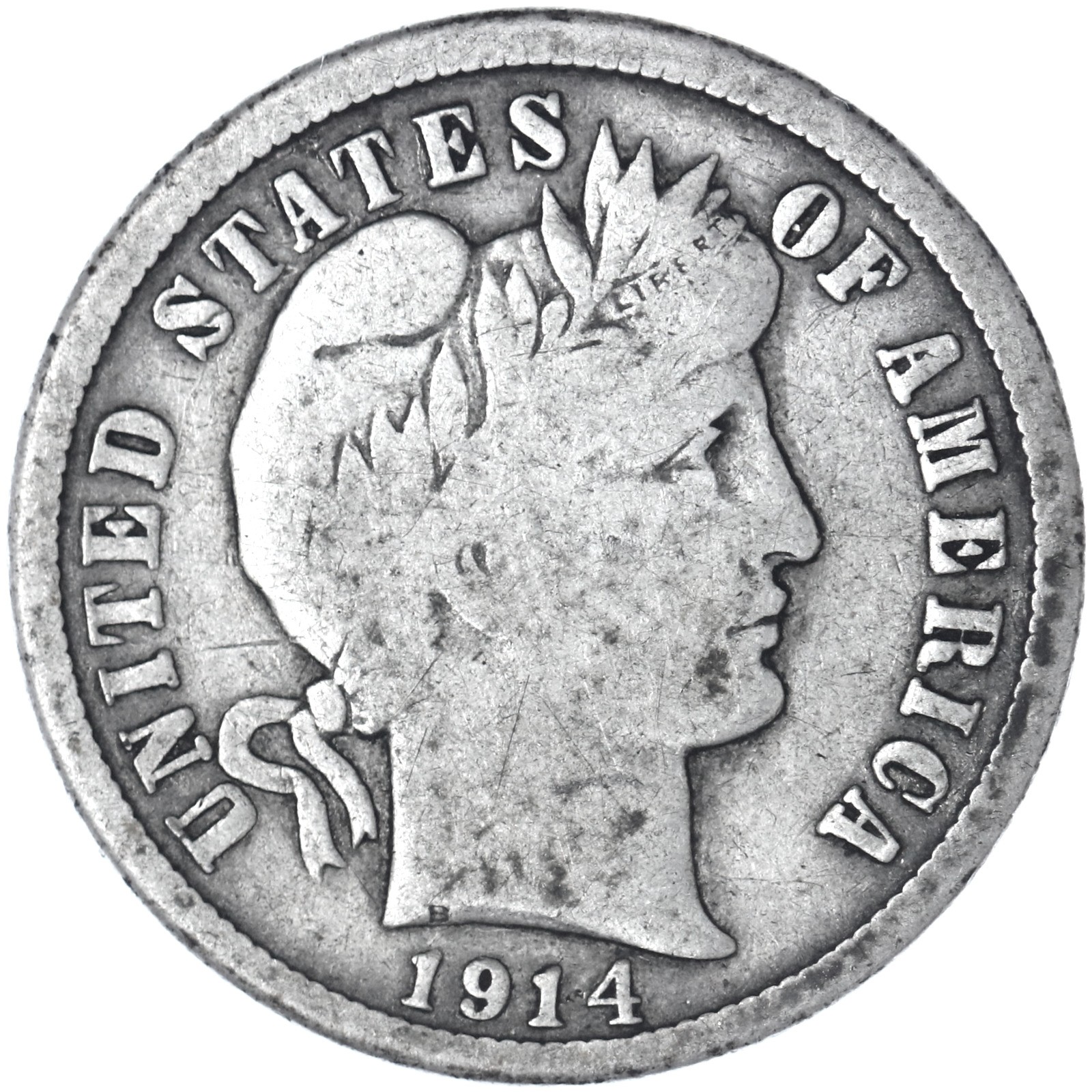 1914 (P) Barber Dime 90% Silver Fine FN