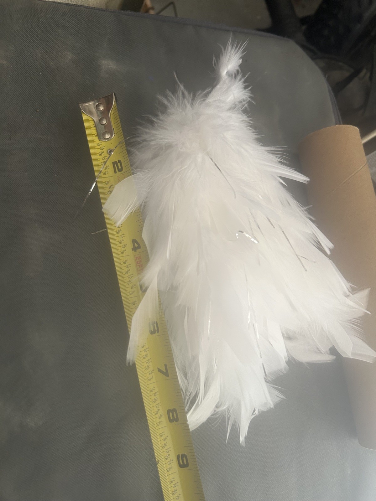 5 Marching Band Feather Plumes - White and silver- Approx. 7”