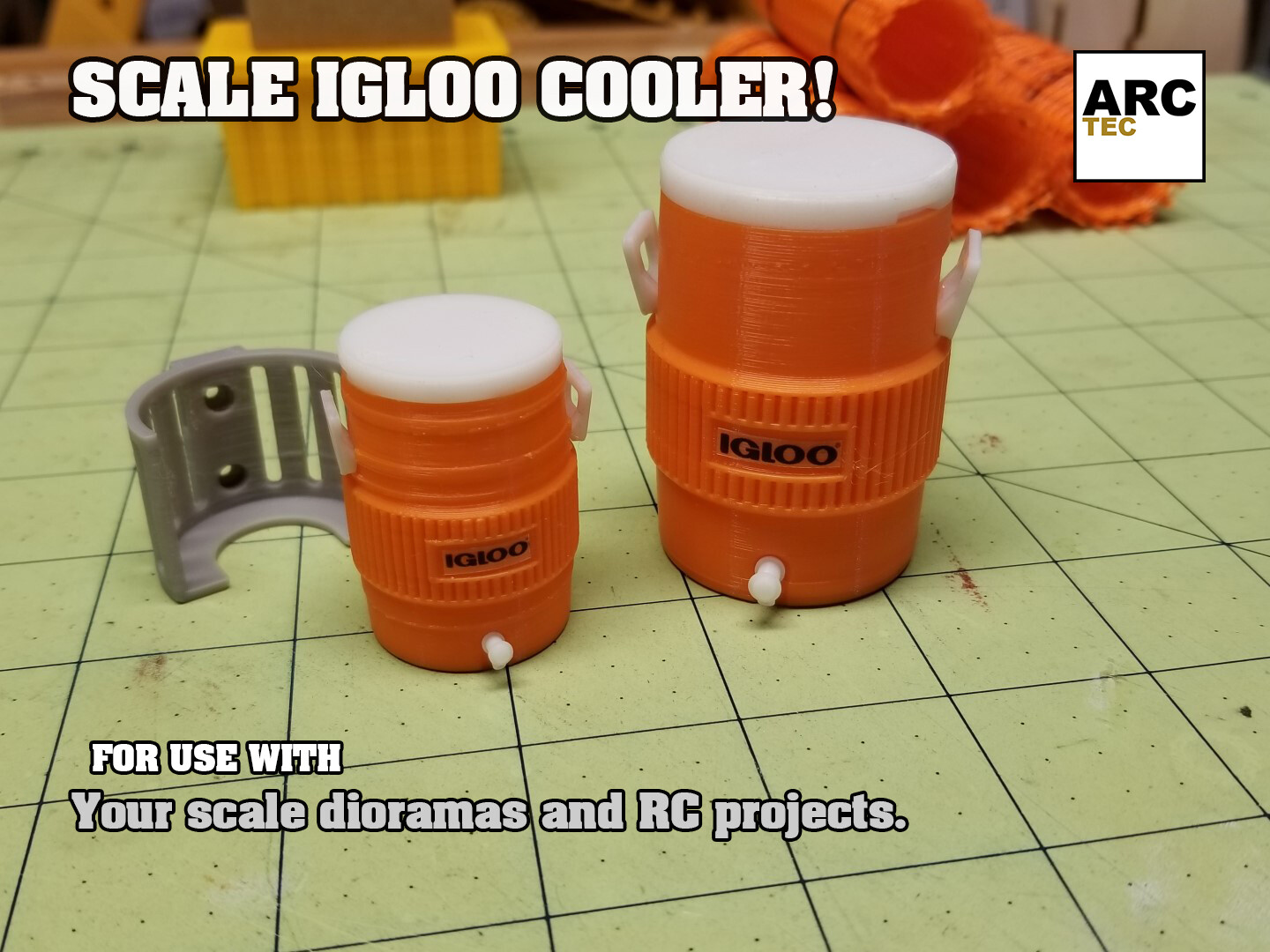 Miniature Igloo Cooler with Mount at 1/10 or 1/14 Scale