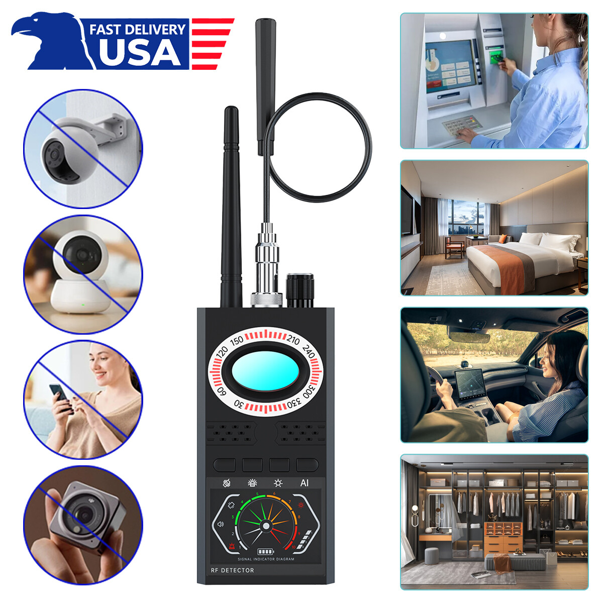 Scanner Anti-Spy Detector RF Camera GSM Audio Bug Finder Signal Tracker K68S NEW