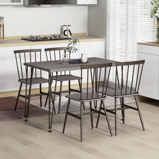 5-Piece Dining Table Set for 4 with 360?° Swivel Feet for Small Place-Grey O
