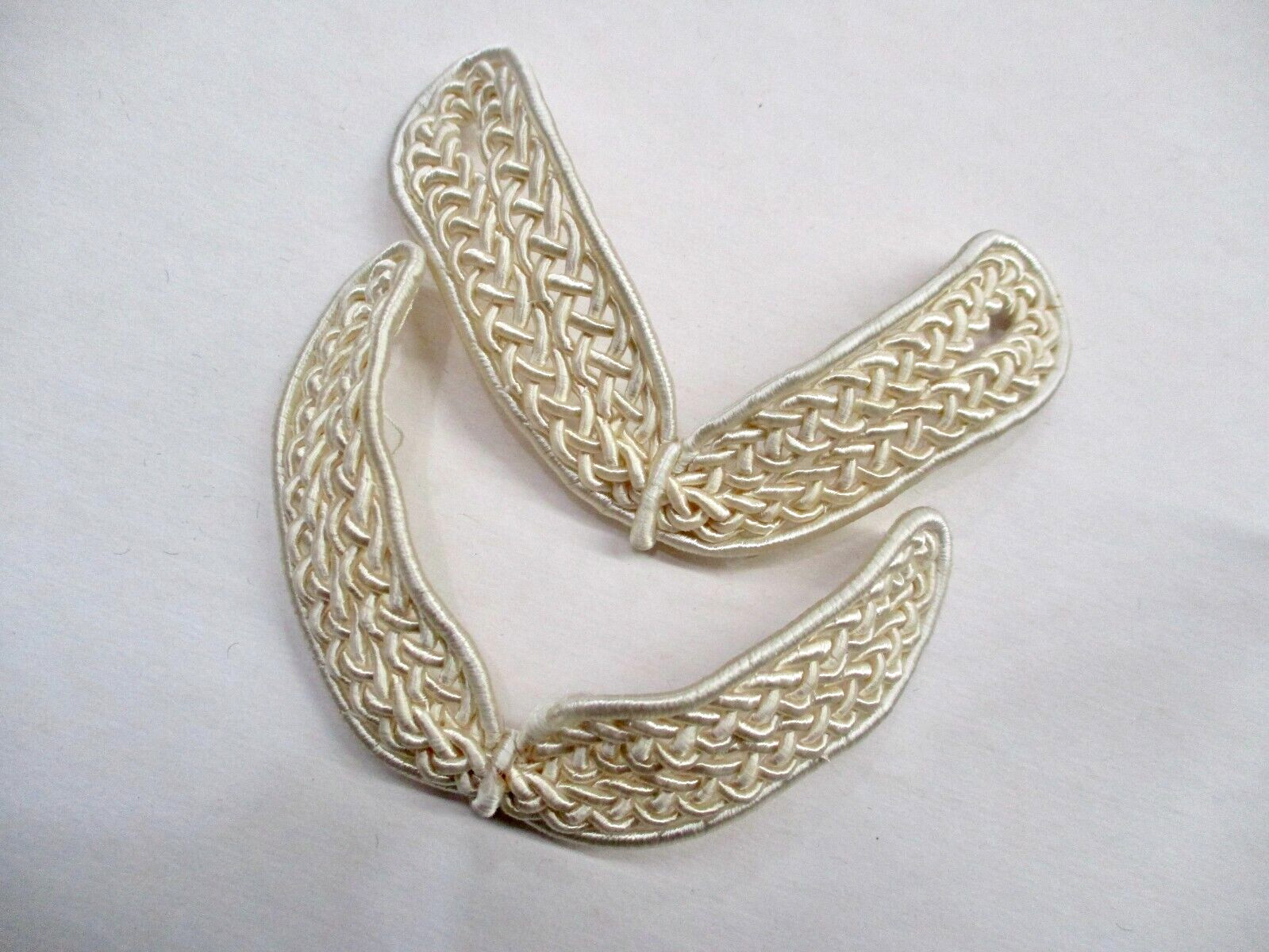 Vintage Wired Satin Gimp Millinery Side Combs Circa 1930-1950 Made Switzerland