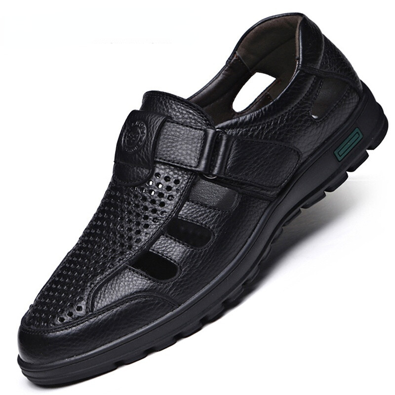 Genuine Leather Men's Casual Sandals Summer Roman Non-slip Outdoor Slippers