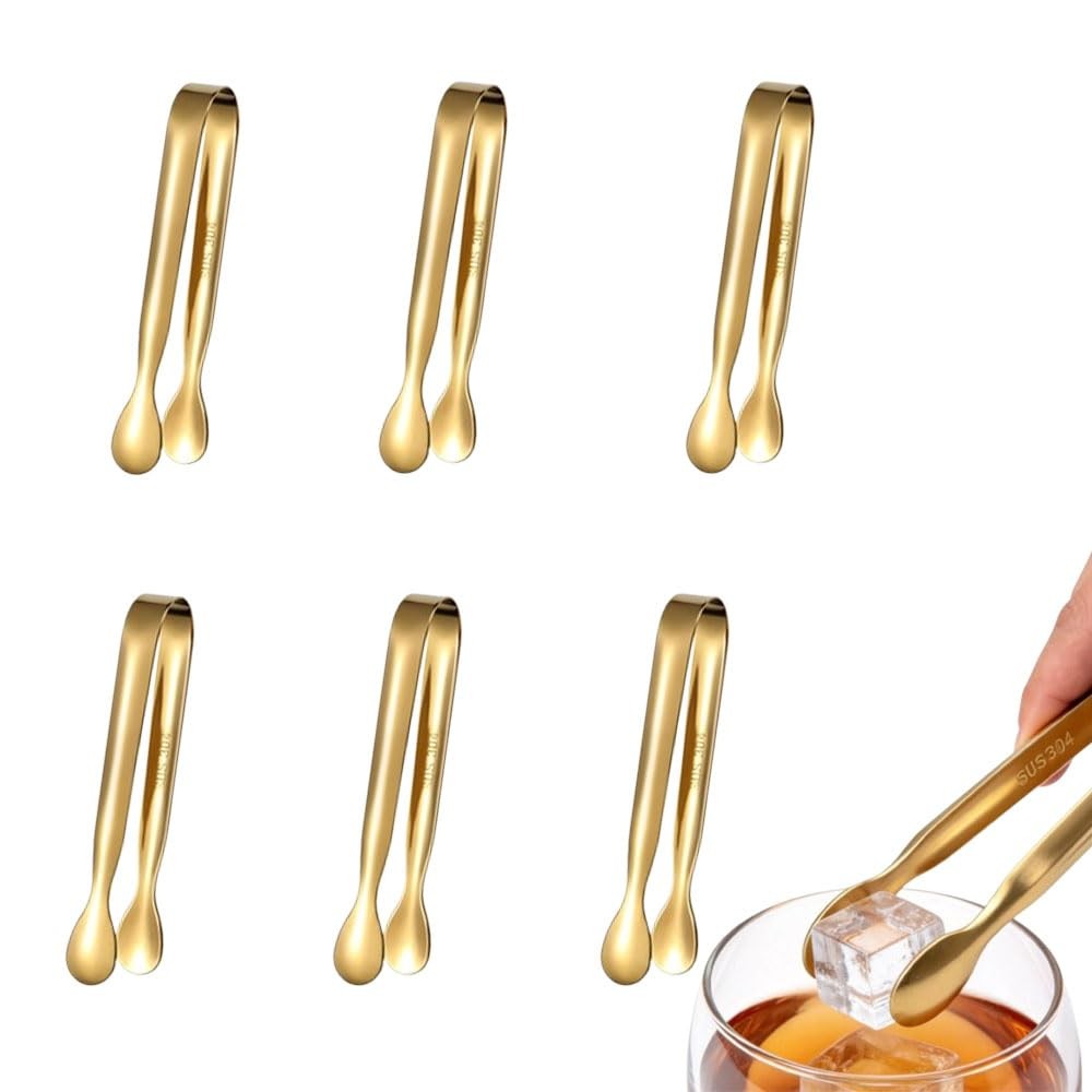 6 Pcs Mini Serving Tongs Stainless Steel Small Kitchen Tongs for Appetizers