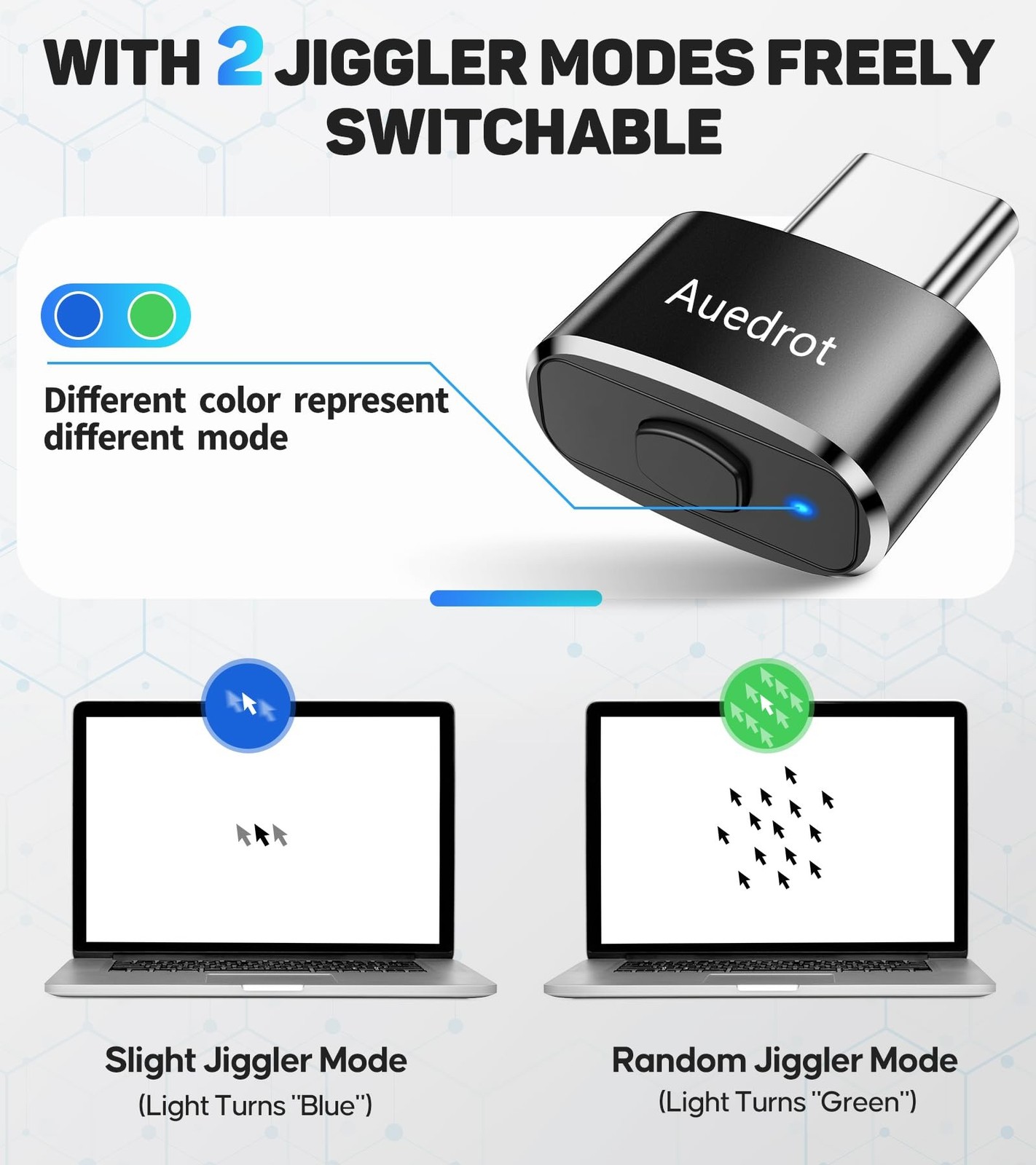 AUEDROT Mouse Jiggler Undetectable USB-C Mouse Mover with Switch Button, Auto...