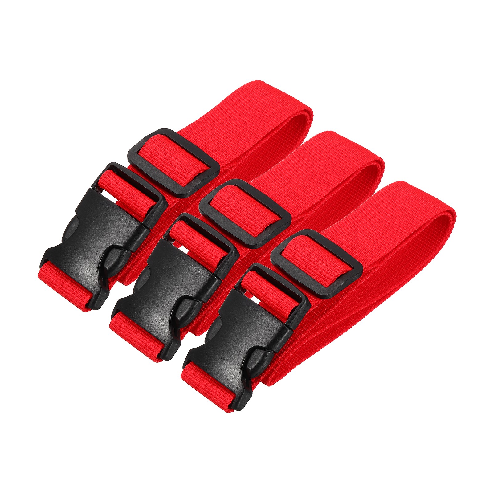 3pcs 1" x 2ft Utility Straps with Quick Release Buckle Adjustable, Red