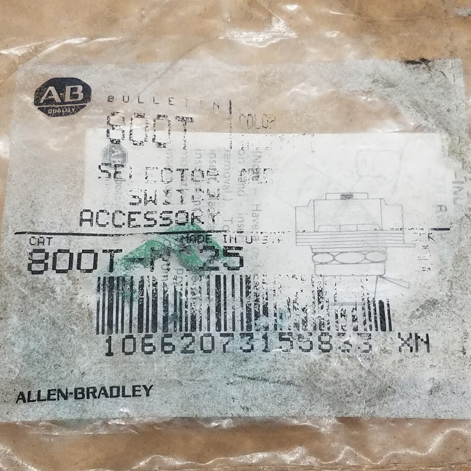 Allen Bradley 800T-N125 Selector Switch Insert Accessory, Green - NEW